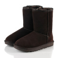 Cuir de vachette chocolat classique laine plat bottes